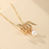 Collier Pendentif Serpent Perle Hélice des Abysses - Argent Plaqué Or - Biloria