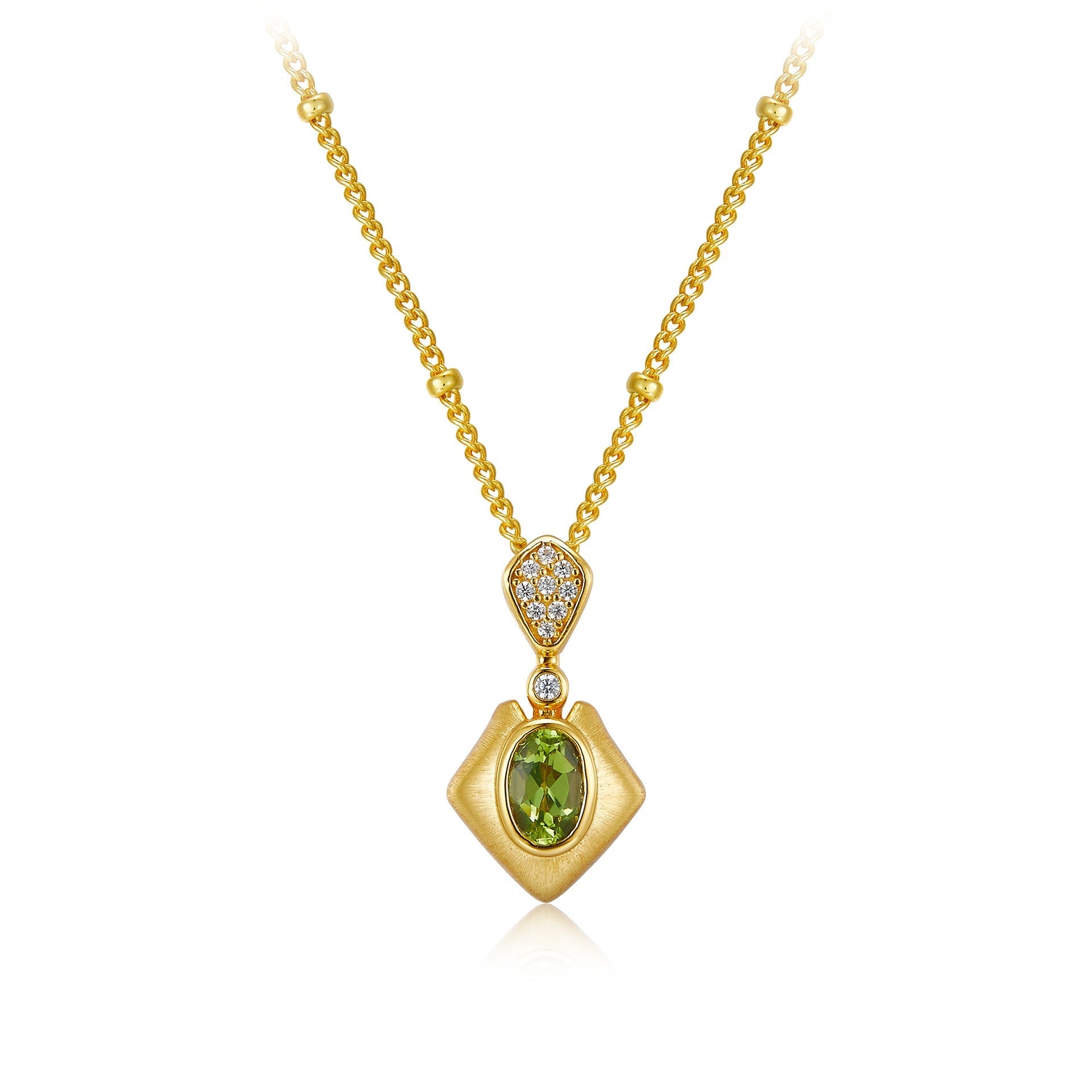 Collier Péridot en Argent Plaqué Or – Éclat Ciselé - Biloria