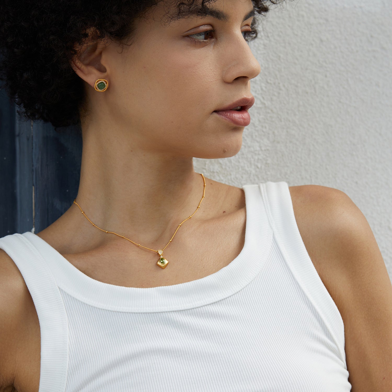 Collier Péridot en Argent Plaqué Or – Éclat Ciselé - Biloria