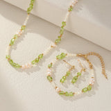Collier Péridot Perles Nacre Argent Plaqué Or - Biloria