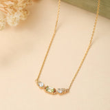 Collier Péridot Topaze Géométrique Argent Plaqué Or - Biloria