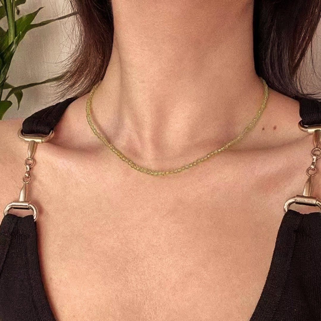 Collier Péridot Vert Nature Gouttes Rosée - Biloria