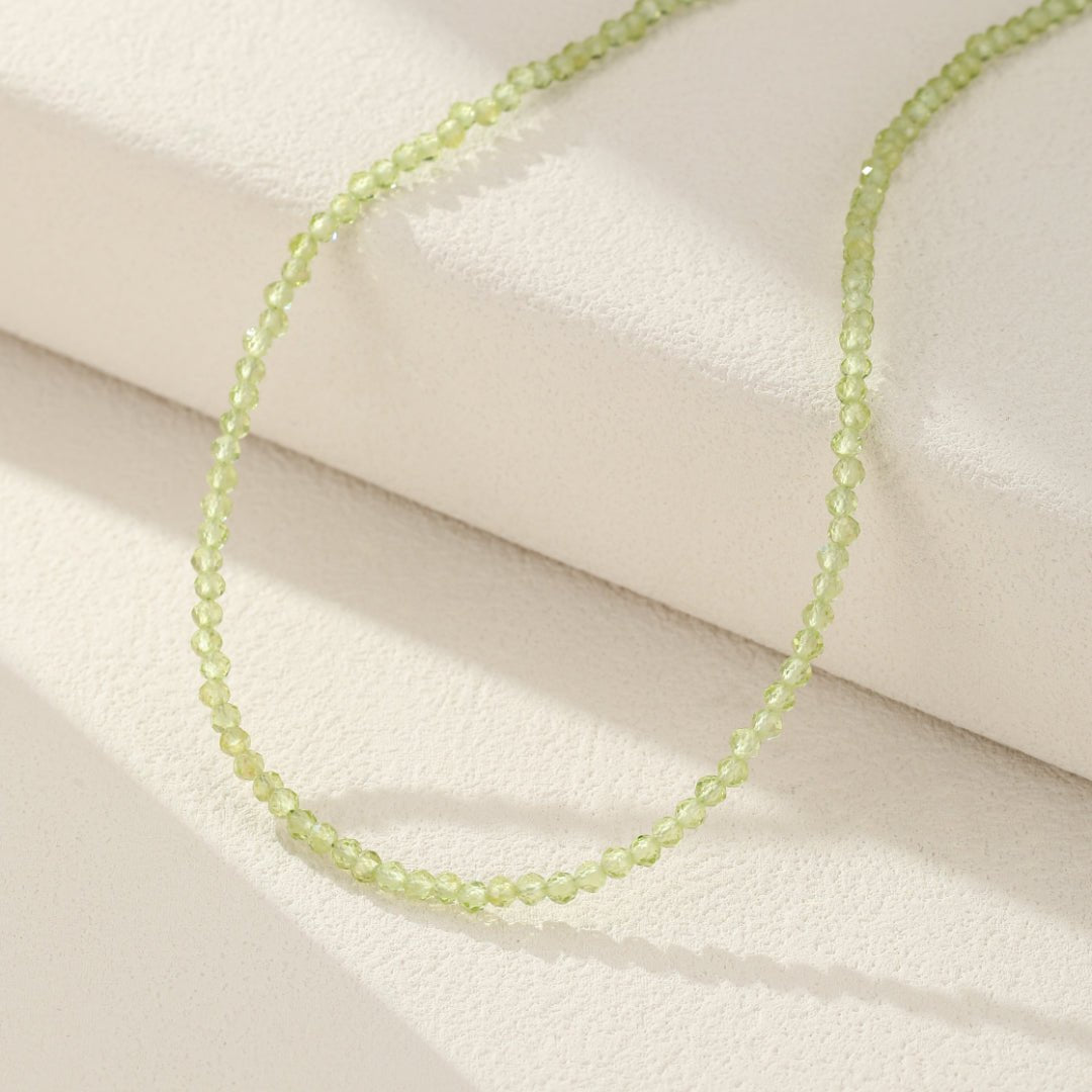 Collier Péridot Vert Nature Gouttes Rosée - Biloria