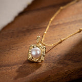 Collier Perle d'Eau Douce Argent Plaqué Or Fait Main - Biloria