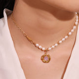 Collier Perle d'Eau Douce Opale Blanche Bijou Féminin - Biloria
