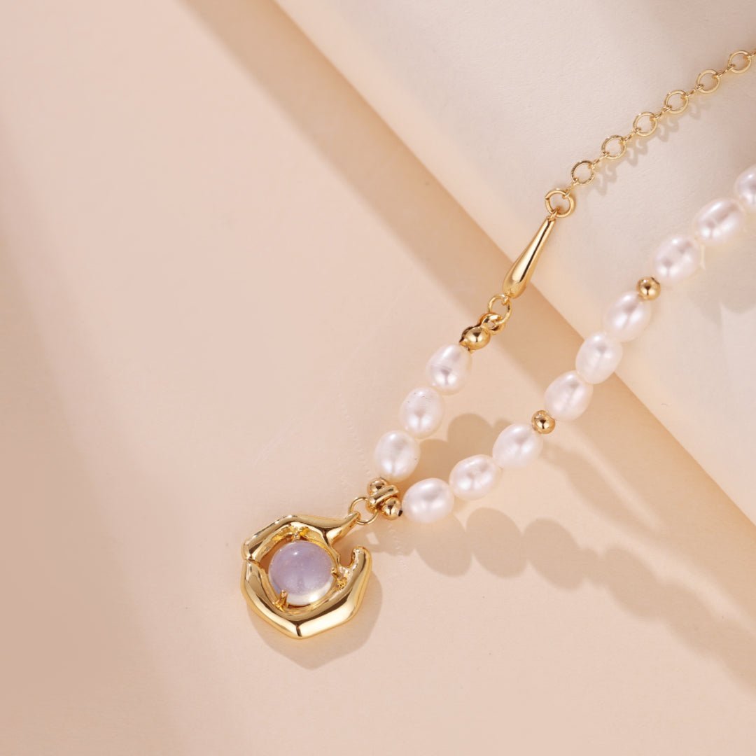 Collier Perle d'Eau Douce Opale Blanche Bijou Féminin - Biloria