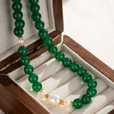 Collier Perle et Agate Verte Plaqué Or - Bijou Douceur Printanière - Biloria