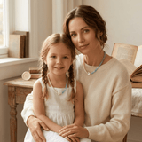 Collier Perle et Aigue-marine Duo Céleste Argent Bijou Mère Enfant - Biloria
