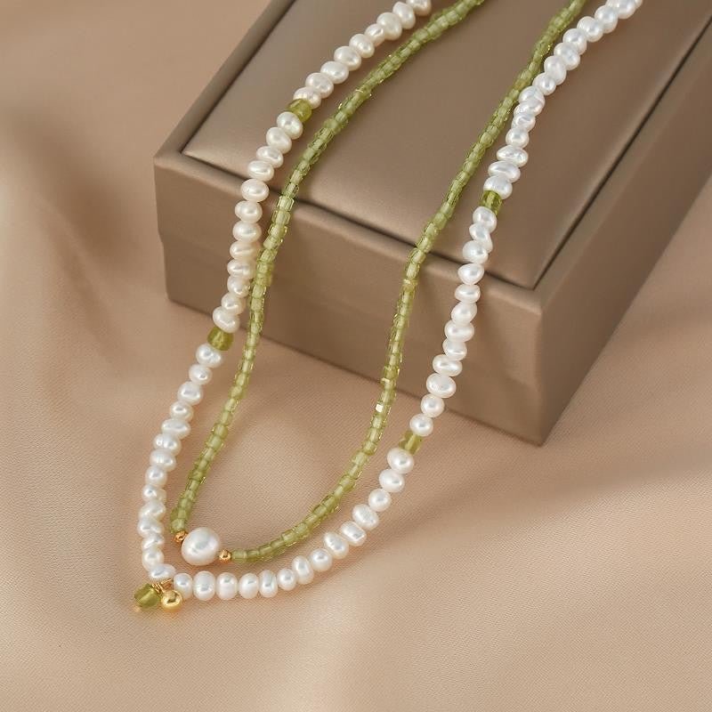 Collier Perle et Péridot Apaisement d'Amour en Argent - Biloria