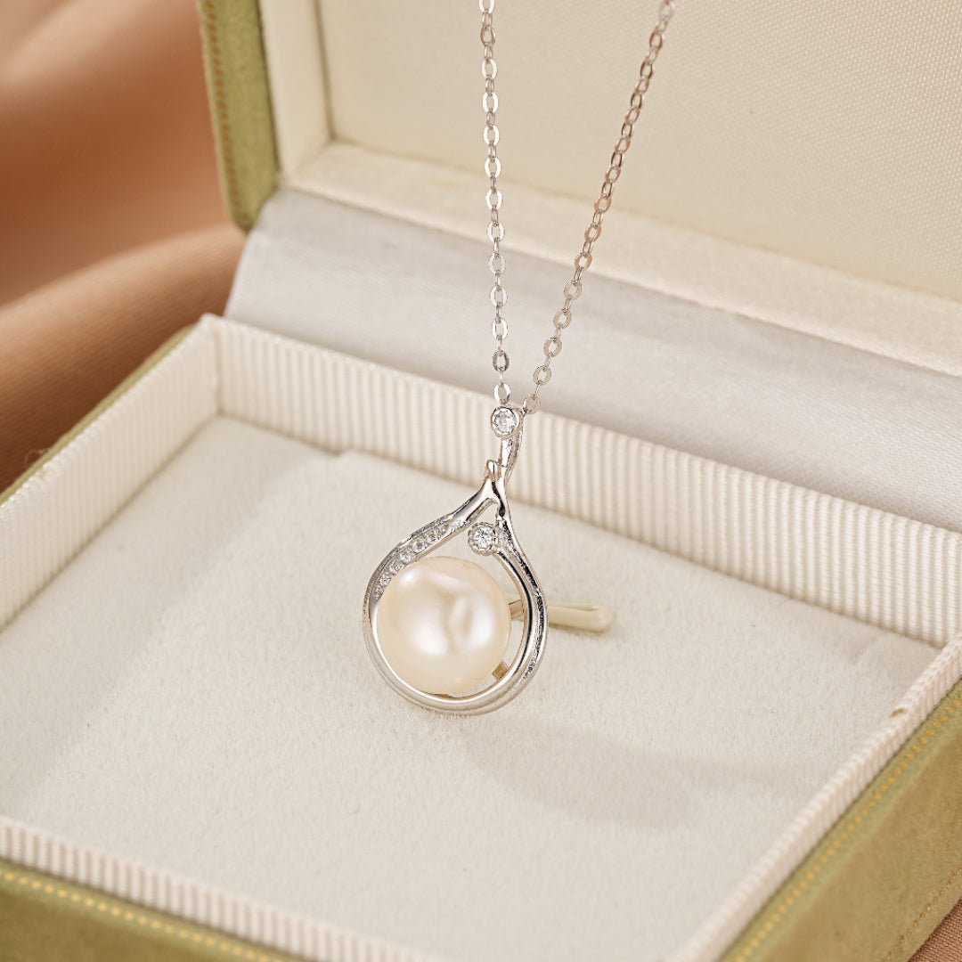 Collier Perle et Zircon Goutte Royale en Argent 925 - Biloria