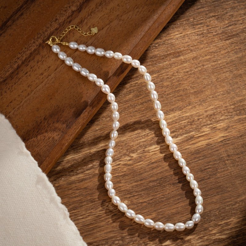 Collier Perle Naturelle Argent Plaqué Or 5 mm - Biloria