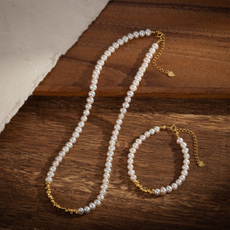 Collier Perle Naturelle Argent Plaqué Or – Pureté et Sagesse - Biloria