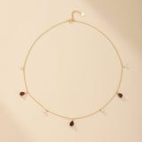 Collier Perles Grenat Argent Plaqué Or 14K - Cadeau Passion - Biloria