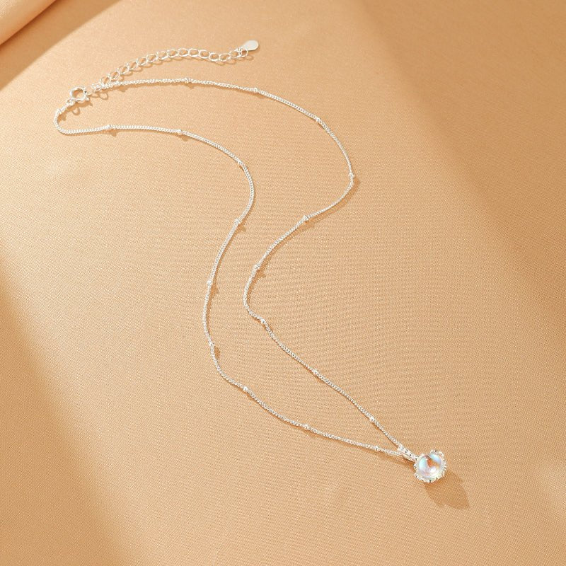 Collier Pierre de Lune 7mm Argent S925 – Bijou Féminin - Biloria