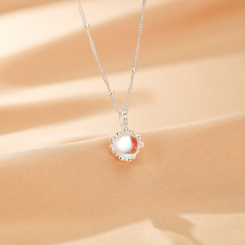 Collier Pierre de Lune 7mm Argent S925 – Bijou Féminin - Biloria