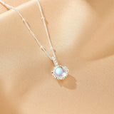 Collier Pierre de Lune 7mm Argent S925 – Bijou Féminin - Biloria