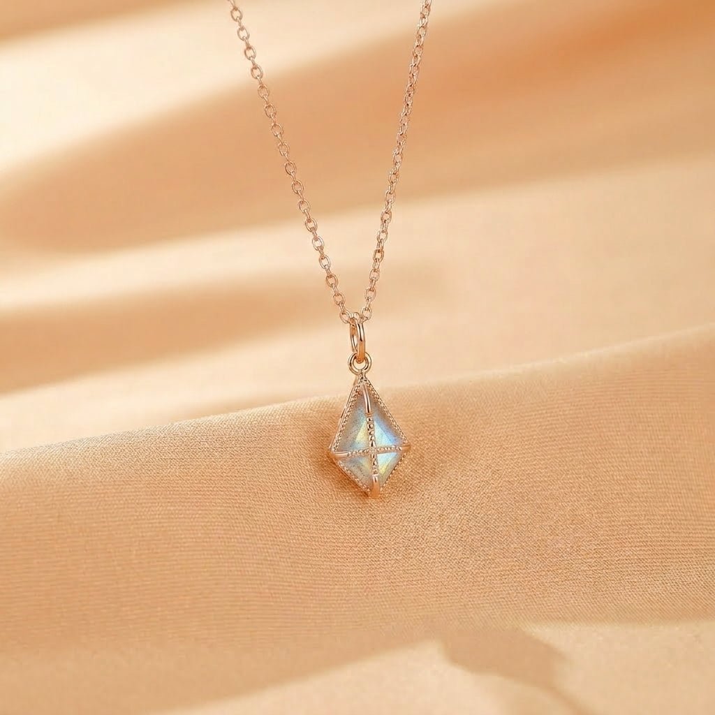 Collier Pierre de Lune Argent Plaqué Or - Biloria
