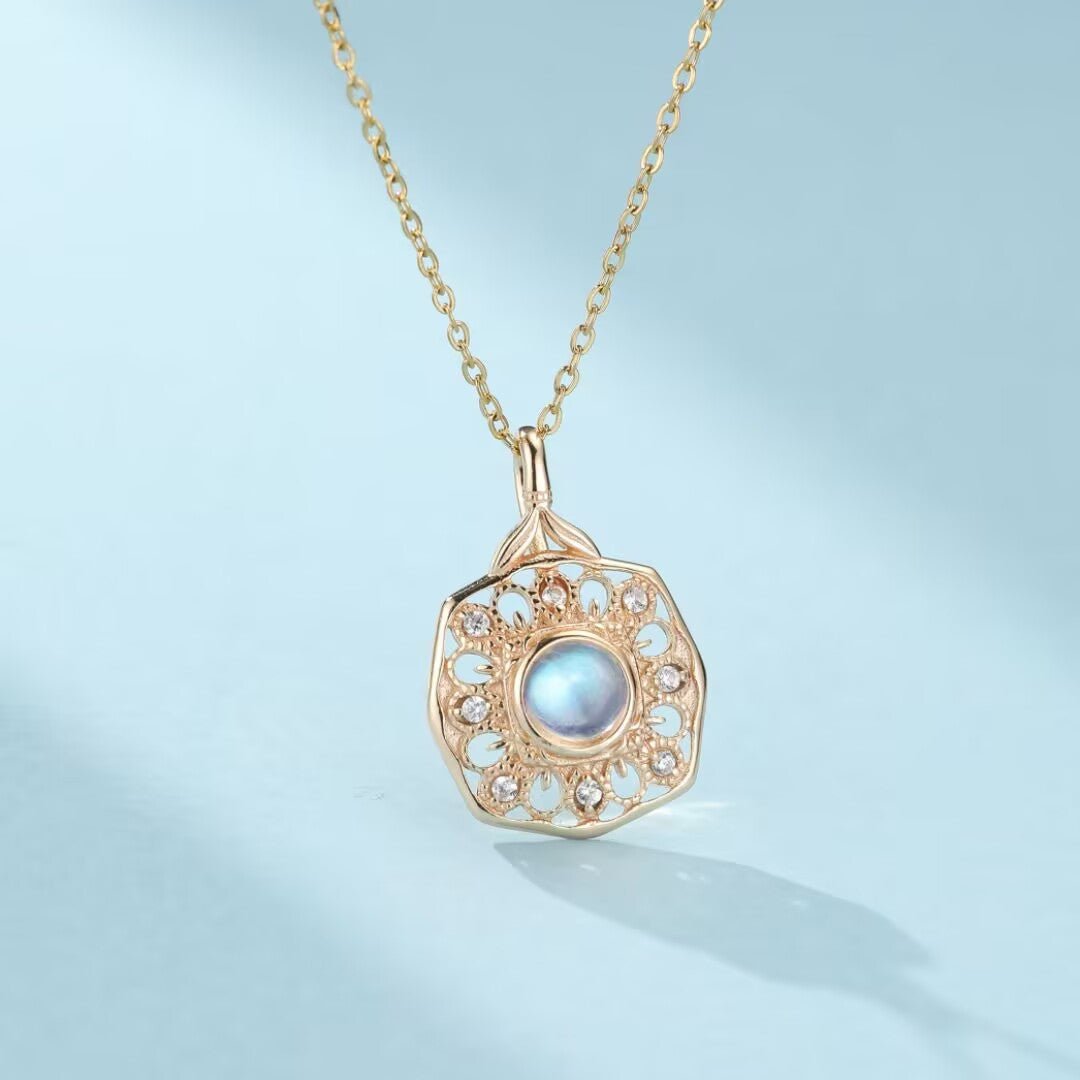 Collier Pierre de Lune Argent Plaqué Or Intuition - Biloria