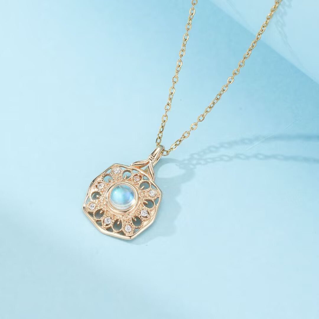 Collier Pierre de Lune Argent Plaqué Or Intuition - Biloria