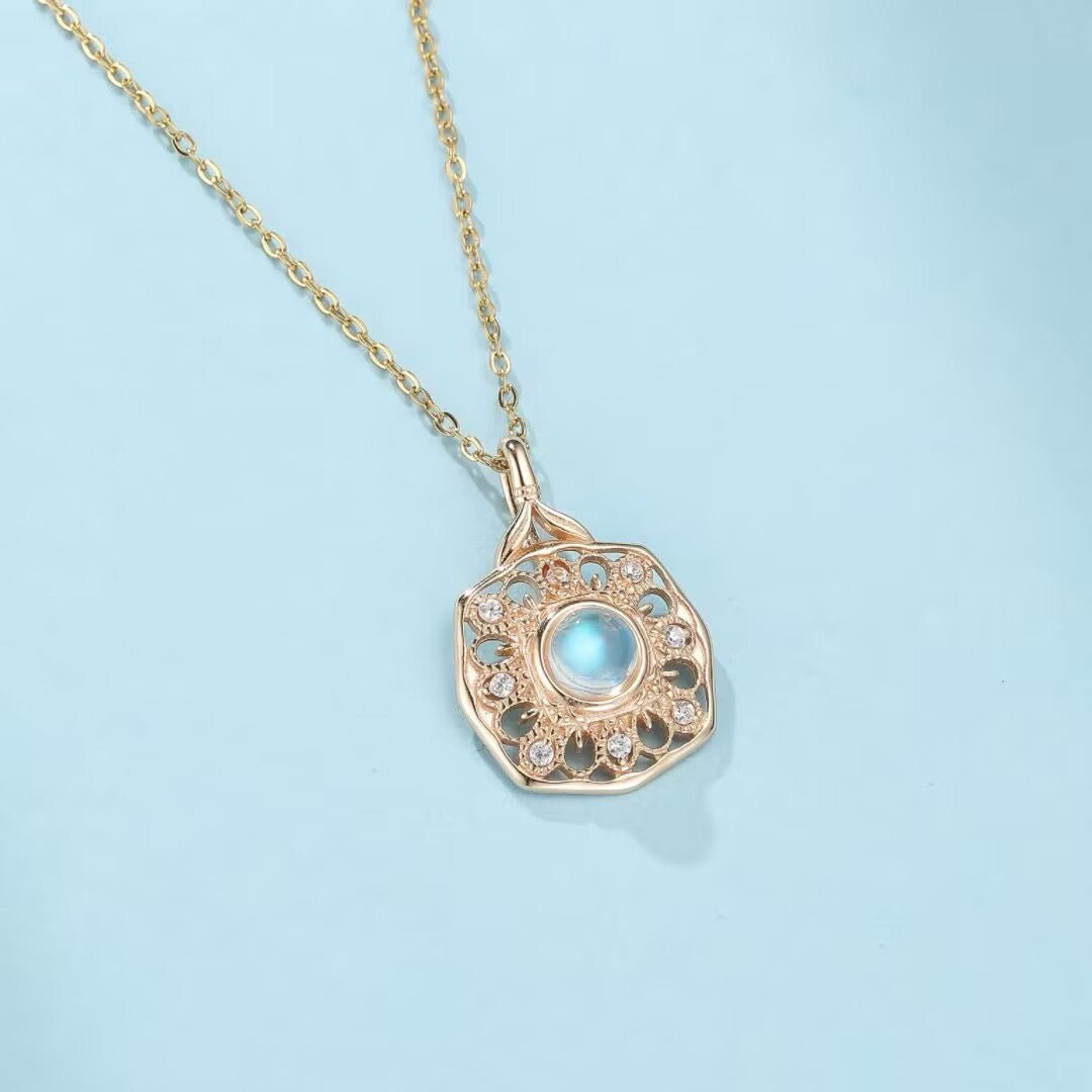 Collier Pierre de Lune Argent Plaqué Or Intuition - Biloria