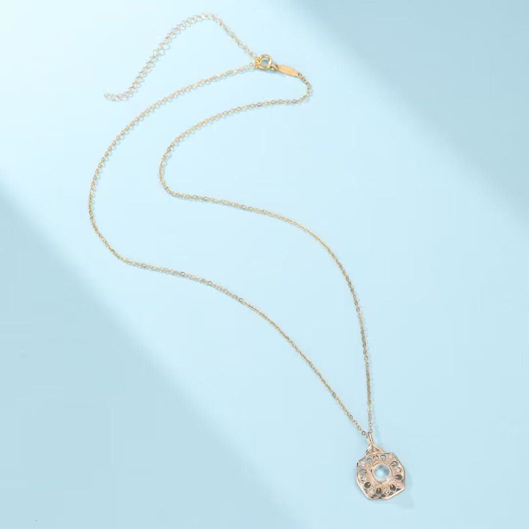 Collier Pierre de Lune Argent Plaqué Or Intuition - Biloria