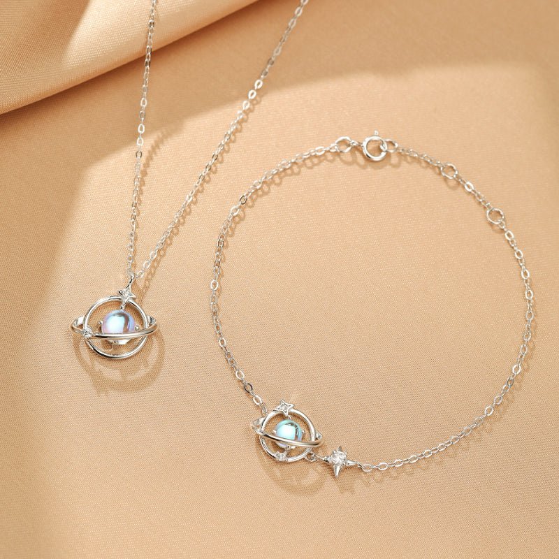 Collier Pierre de Lune Argent S925 – Bijou Lune et Étoile - Biloria