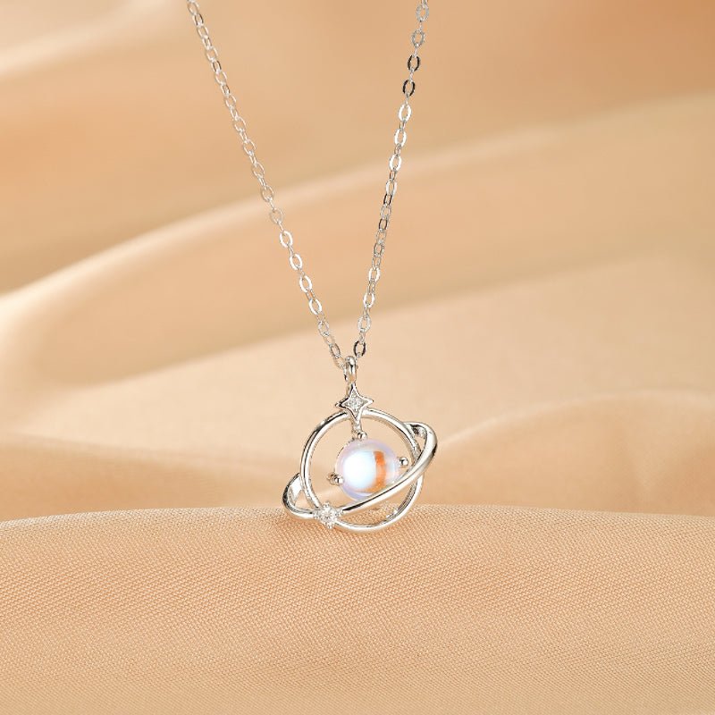 Collier Pierre de Lune Argent S925 – Bijou Lune et Étoile - Biloria