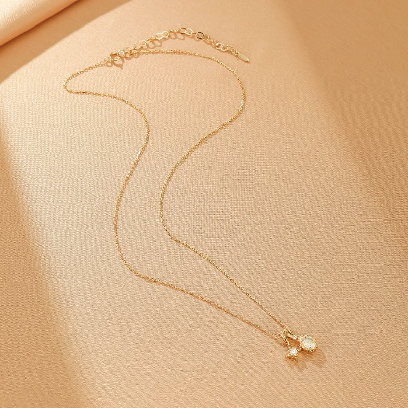 Collier Pierre de Lune Moissanite Rêve Étoilé Argent Plaqué Or - Biloria