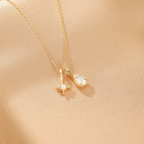 Collier Pierre de Lune Moissanite Rêve Étoilé Argent Plaqué Or - Biloria