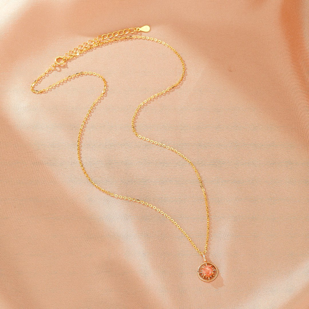 Collier Pierre de Soleil Aurore, Argent Plaqué Or - Biloria