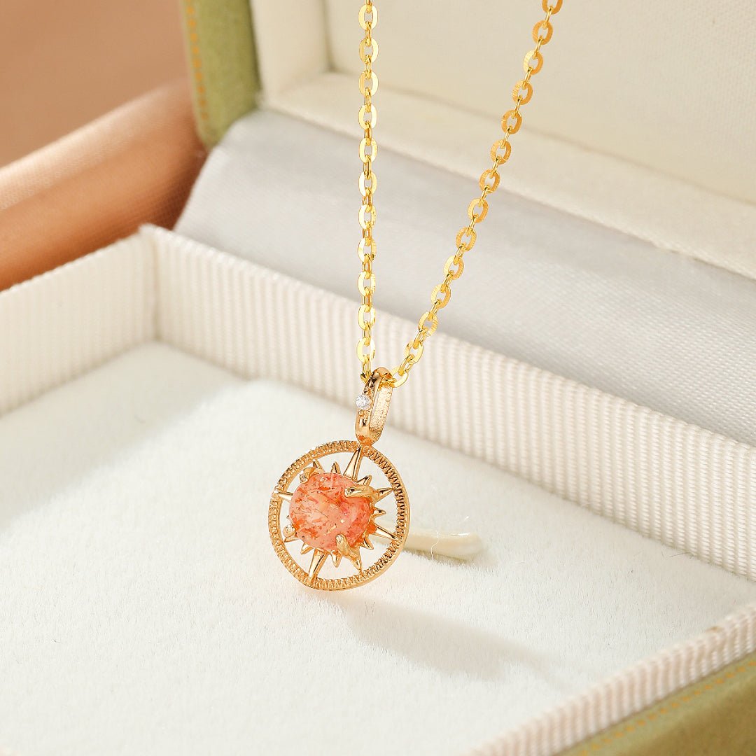 Collier Pierre de Soleil Aurore, Argent Plaqué Or - Biloria