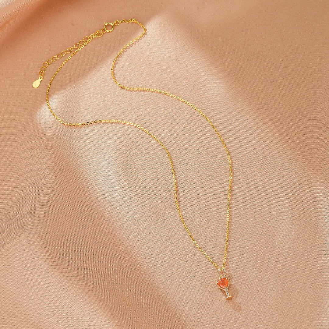 Collier Pierre de Soleil Calice Mystique Argent Plaqué Or - Biloria