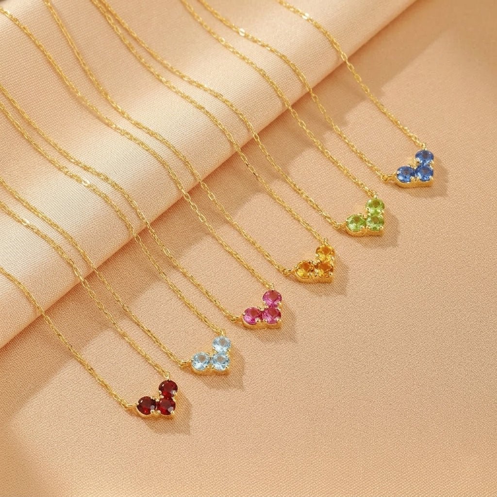 Collier Pierres de Naissance Arc-en-ciel Précieux Argent Plaqué Or - Biloria