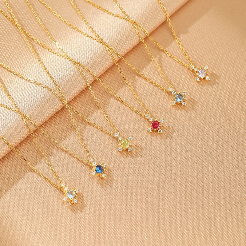 Collier Pierres de Naissance Azur Infini – Argent Plaqué Or - Biloria