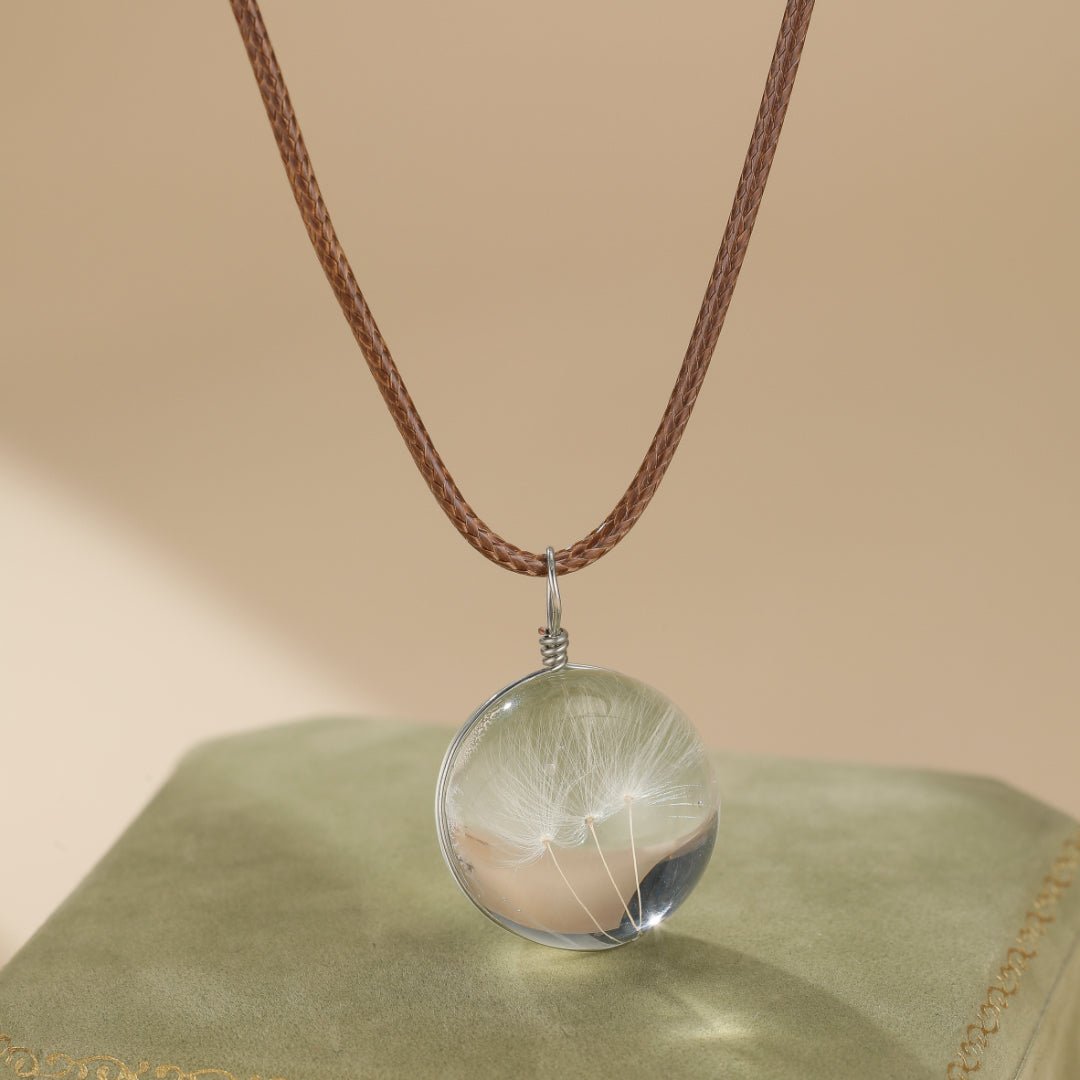 Collier Pissenlit Naturel – Cristal Féérique pour Vœux - Biloria