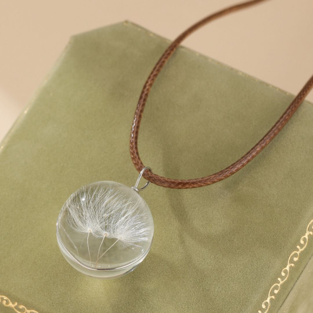 Collier Pissenlit Naturel – Cristal Féérique pour Vœux - Biloria