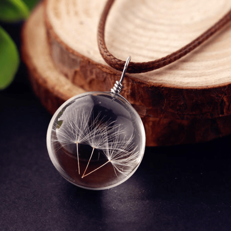 Collier Pissenlit Naturel – Cristal Féérique pour Vœux - Biloria