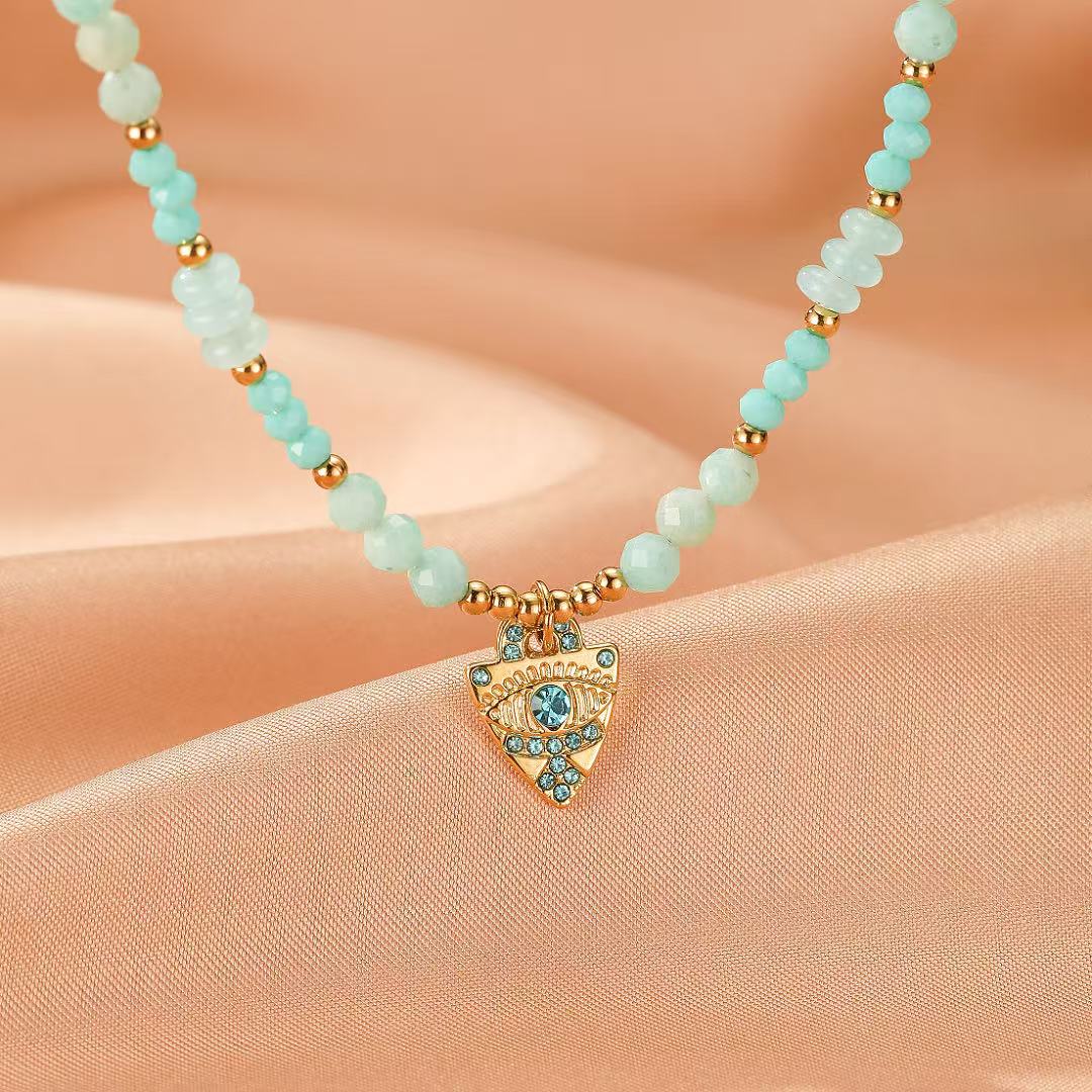 Collier Protecteur Mauvais Œil Amazonite – Énergies Positives - Biloria