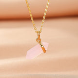Collier Quartz Rose Double Pointe – Bijou Argent Plaqué Or 10K - Biloria