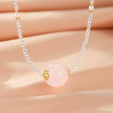Collier Quartz Rose et Cristal de Roche Sphère Intuitive en Fil Doré - Biloria