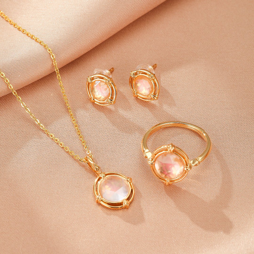 Collier Quartz Rose Facetté 8mm Argent Plaqué Or 10K - Biloria