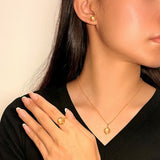 Collier Quartz Rose Facetté 8mm Argent Plaqué Or 10K - Biloria