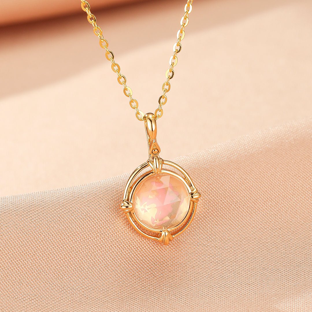 Collier Quartz Rose Facetté 8mm Argent Plaqué Or 10K - Biloria