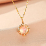Collier Quartz Rose Facetté 8mm Argent Plaqué Or 10K - Biloria
