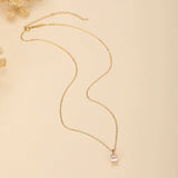 Collier Quartz Rose Feuille Argent Plaqué Or Cadeau - Biloria