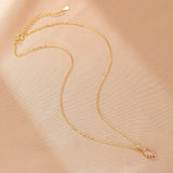 Collier Quartz Rose Goutte Étoilée avec Zircons Argent Plaqué Or 9K - Biloria