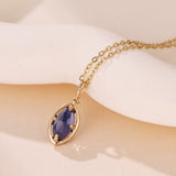 Collier Reversible Lapis Lazuli Quartz Clair Argent Plaque Or - Biloria