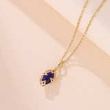 Collier Reversible Lapis Lazuli Quartz Clair Argent Plaque Or - Biloria