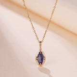 Collier Reversible Lapis Lazuli Quartz Clair Argent Plaque Or - Biloria