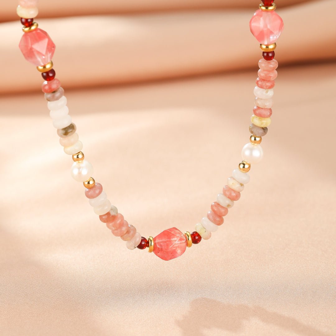 Collier Rhodonite Perles Naturelles Harmonie Douce - Biloria